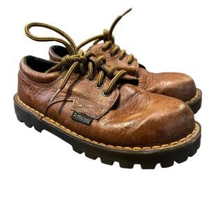 Vtg 90s Doc Martens Brown Leather Chunky Lace Up Shoes 10 Boys